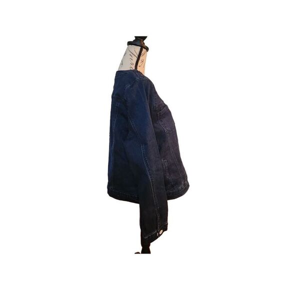 New Laura Dark Blue Denim Jacket with Rhinestone Embellishments - Picture 3 of 6